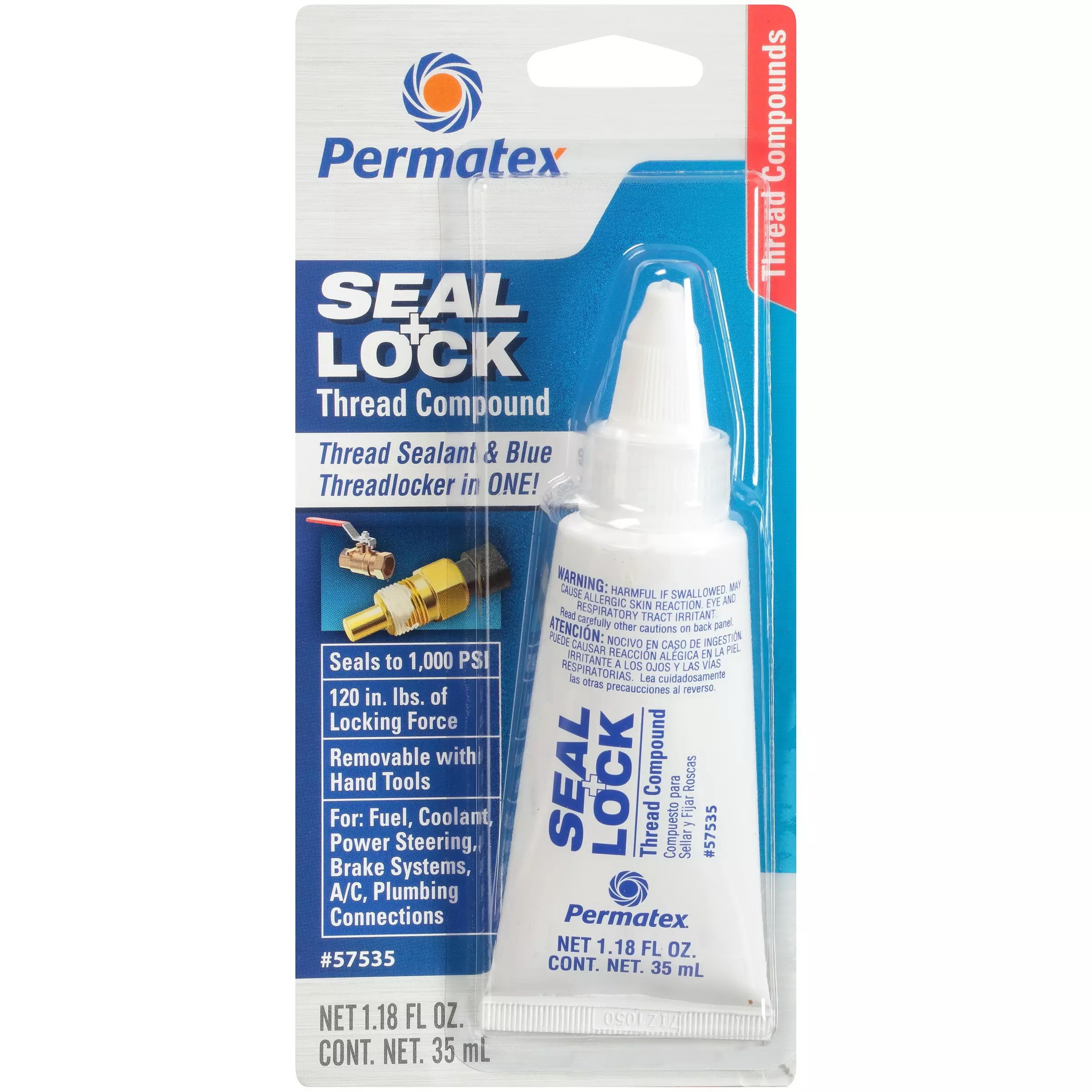 Permatex 57535 Seal and Lock Thread Compound, 1.18 fl-oz, Liquid, Dark Violet