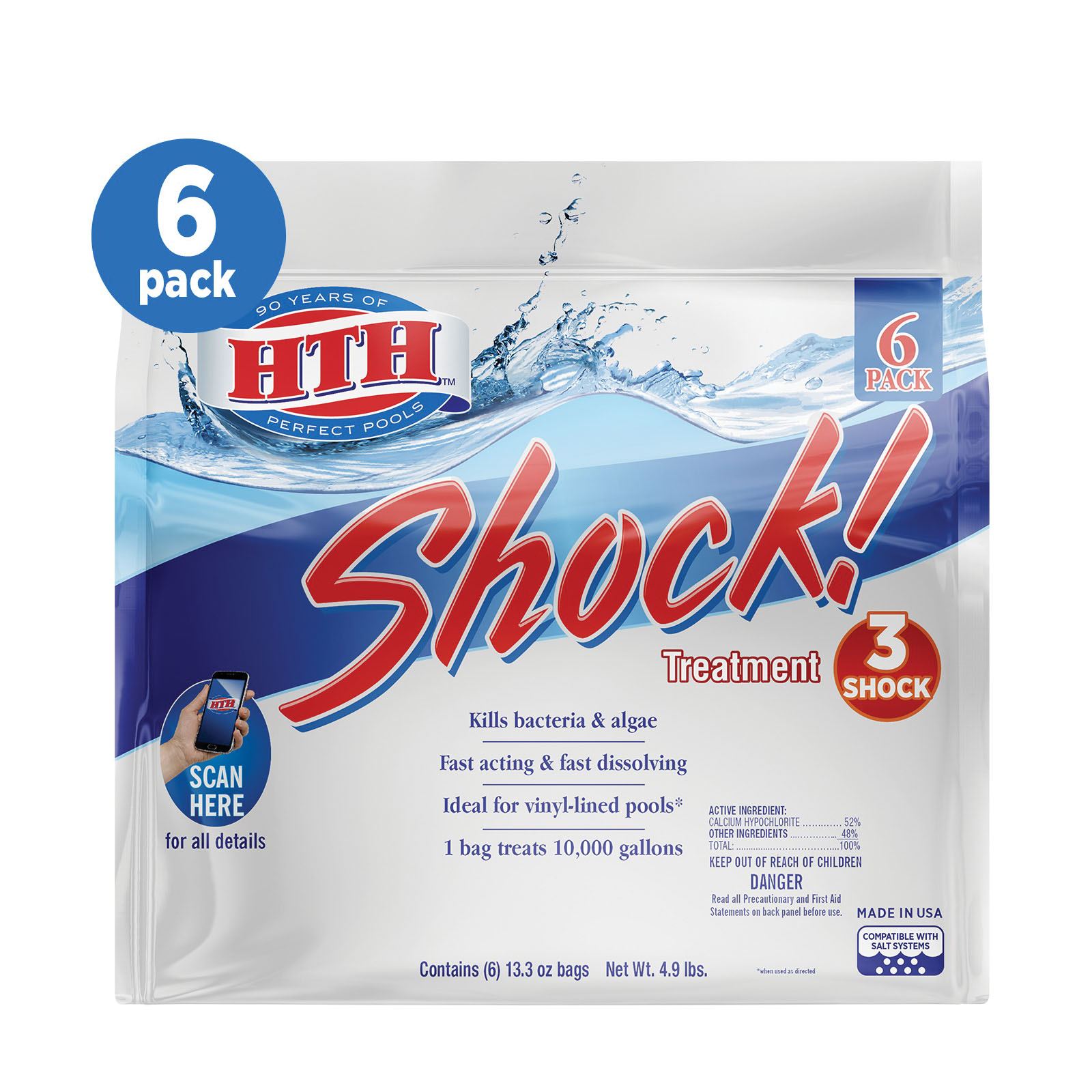 52015 Pool Shock, 13.3 oz Bag, Granular, Chlorine, White