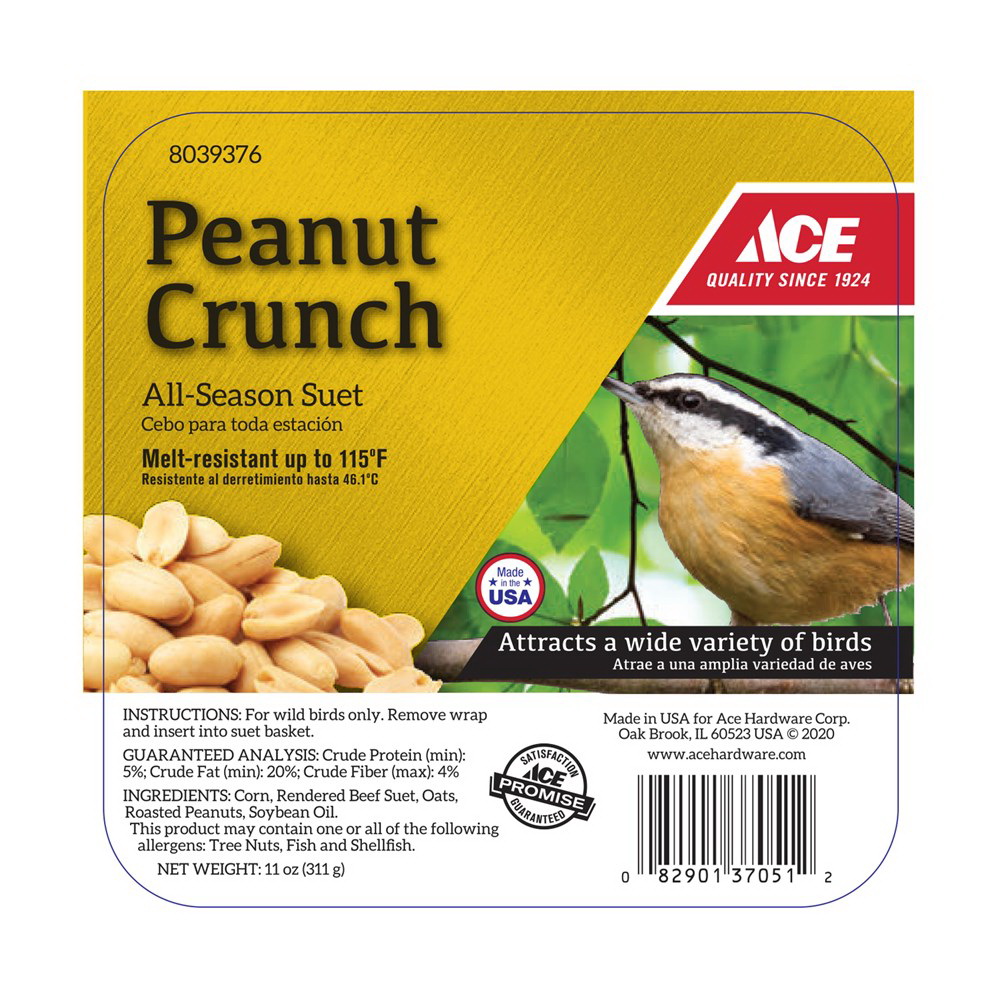 ACE Peanut Crunch ACE12506 Bird Suet, Cake, 11 oz Box - 2