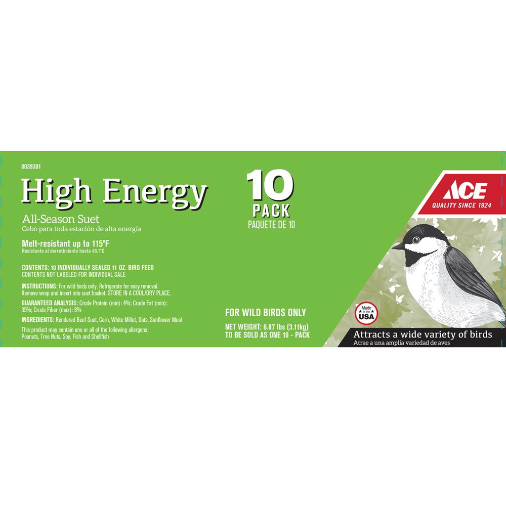 ACE Bird Blend ACEV10501N Bird Suet, Cake, 11 oz Box - 2