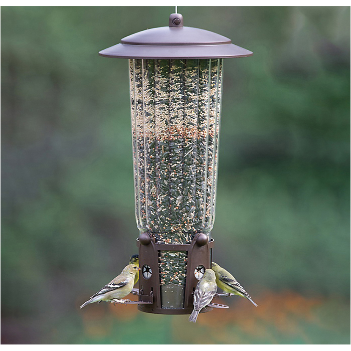 Perky-Pet Squirrel-Be-Gone Max 334 Bird Feeder, Rustic, 4 lb, 4-Port/Perch, Metal/Plastic, 17-1/2 in H