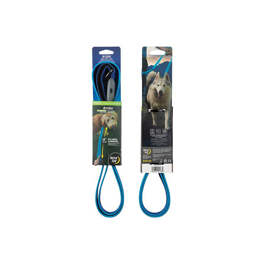 Nite Ize NITEDOG NDLR-03-R3 Rechargeable LED Dog Leash, 5 ft L, 1-1/2 in W, Nylon Line, Blue - 2