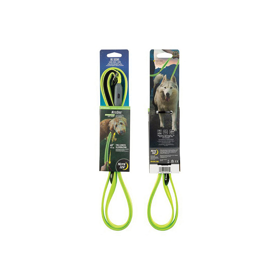 Nite Ize NITEDOG NDLR-17-R3 Rechargeable LED Dog Leash, 5 ft L, 1-1/2 in W, Nylon Line, Green/Lime - 3