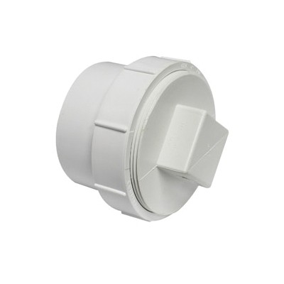 414274BC Cleanout Body with Threaded Plug, 4 in, Spigot x FNPT, PVC, White, SCH 40 Schedule