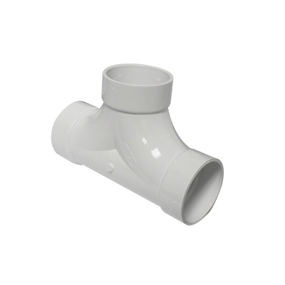 193724 2-Way Cleanout Pipe Tee, 4 in, Hub, PVC, White
