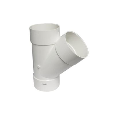414136BC Sewer Pipe Wye, 6 in, Hub, PVC, White, SCH 40 Schedule