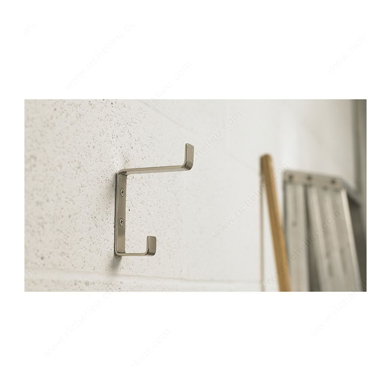 Richelieu RH3603301195 Utility Double Hook, 22 lb, Wall Mounting, Metal, Brushed Nickel - 4