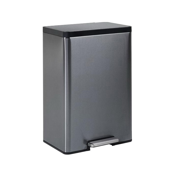 2112520 Step-On Trash Can, 12 gal Capacity, Stainless Steel, Charcoal, Flip-Top Closure