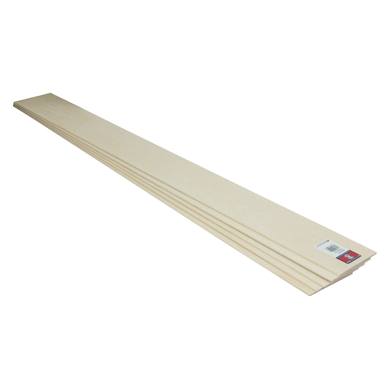 4003 Sheet, 36 in L, 3 in W, 3/32 in Thick, Basswood