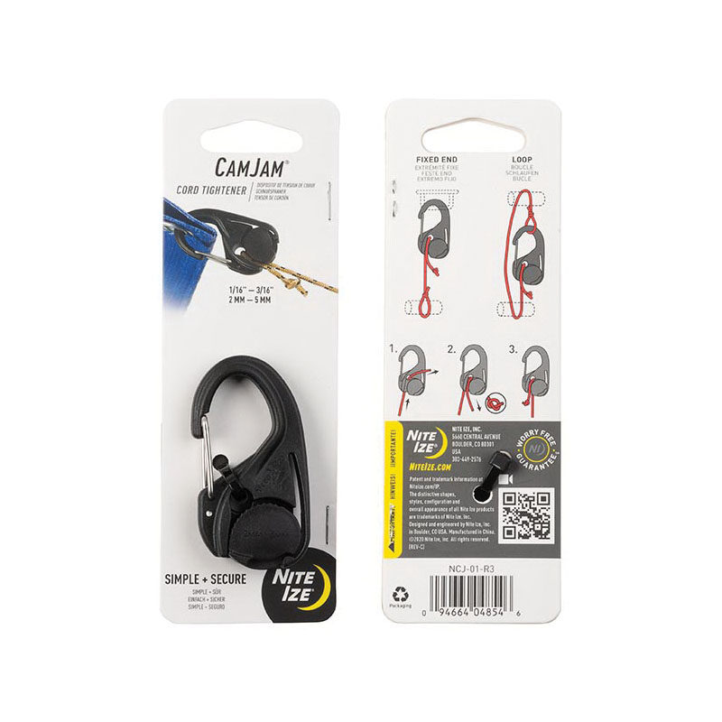 Nite Ize CamJam NCJ-01-4R3 Cord Tightener, 1.36 in L, Plastic, Black - 2