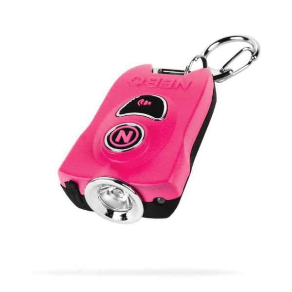 Nebo MyPal Series NEB-KEY-0002 Keychain Light and Safety Alarm, Rechargeable Battery, 15 to 400 Lumens, Pink