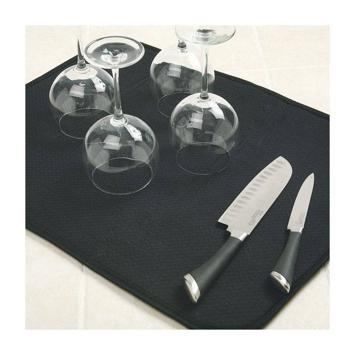 Norpro 359E Dish Drying Mat, 18 in L, 16 in W, Microfiber, Black - 2