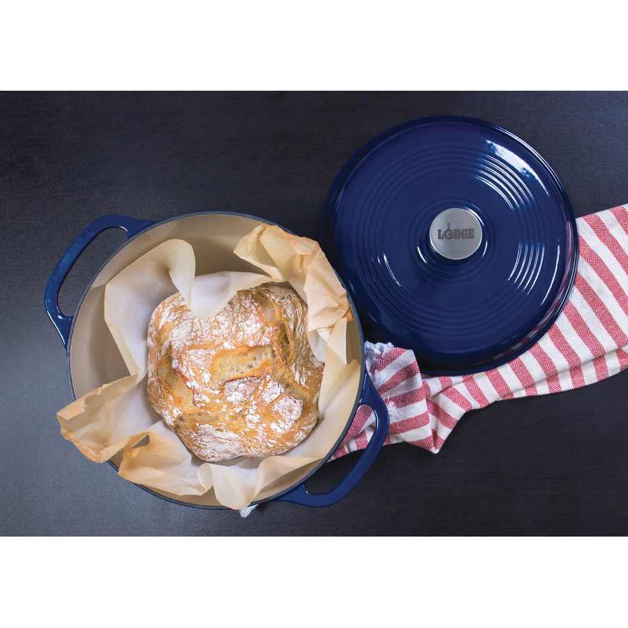 Lodge EC6D32 Dutch Oven, 6 qt Capacity, Cast Iron, Blue, 10-3/4 in Dia - 2