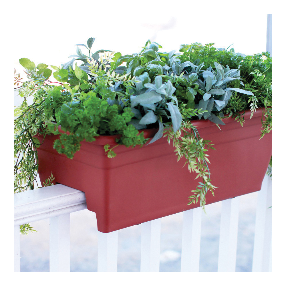 Plastic Pot Rectangular. Deck Rail Design, Hc Companies, 24 in Wide. Warm Gray - 1