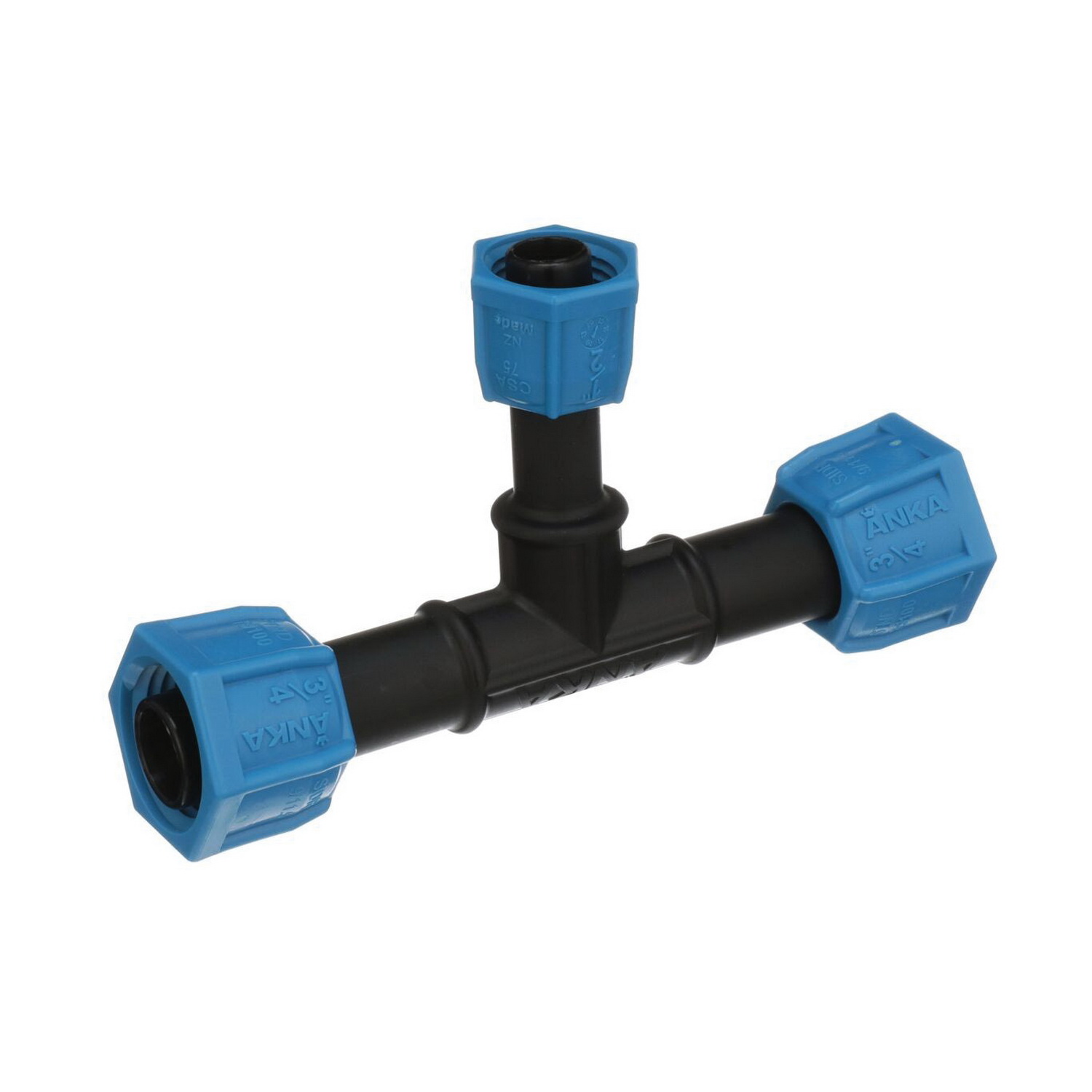 Watts ANKA Series 88005267 Reducing Pipe Tee, 3/4 x 3/4 x1/2 in, Barb x Barb x Barb, Fiberglass Reinforced Nylon - 3