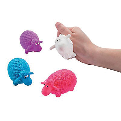 Fun Express 13811974 Squishy Sheep, 3-3/4 in, Vinyl, Assorted - 2