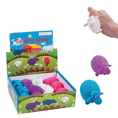 Fun Express 13811974 Squishy Sheep, 3-3/4 in, Vinyl, Assorted - 3
