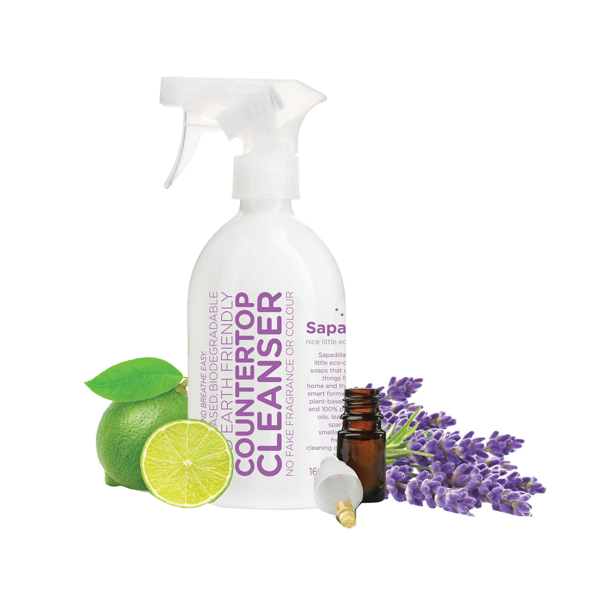 Sapadilla 1812506 Countertop Cleanser, 16 oz Bottle, Liquid, Lime, Sweet Lavender - 2