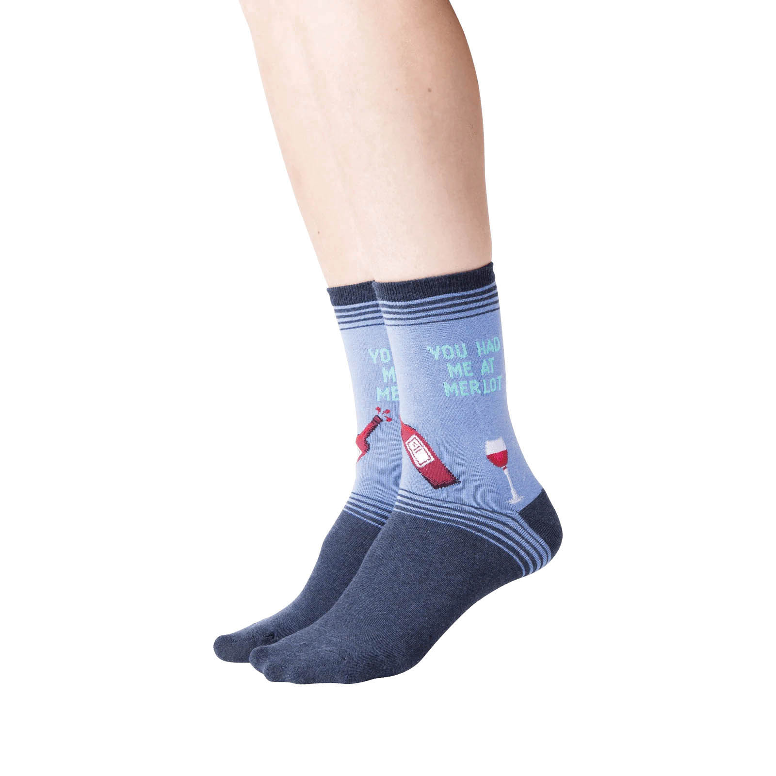 Hotsox HO002740-NRF439 You Had Me At Merlot Socks, Women's, 9 to 11, Cotton/Nylon/Polyester/Spandex, Periwinkle - 2