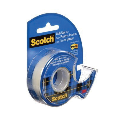 Wall Safe Tape, Scotch, 18 yd L, 3/4 in W, Clear - 2