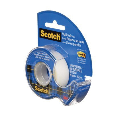 Wall Safe Tape, Scotch, 18 yd L, 3/4 in W, Clear - 3