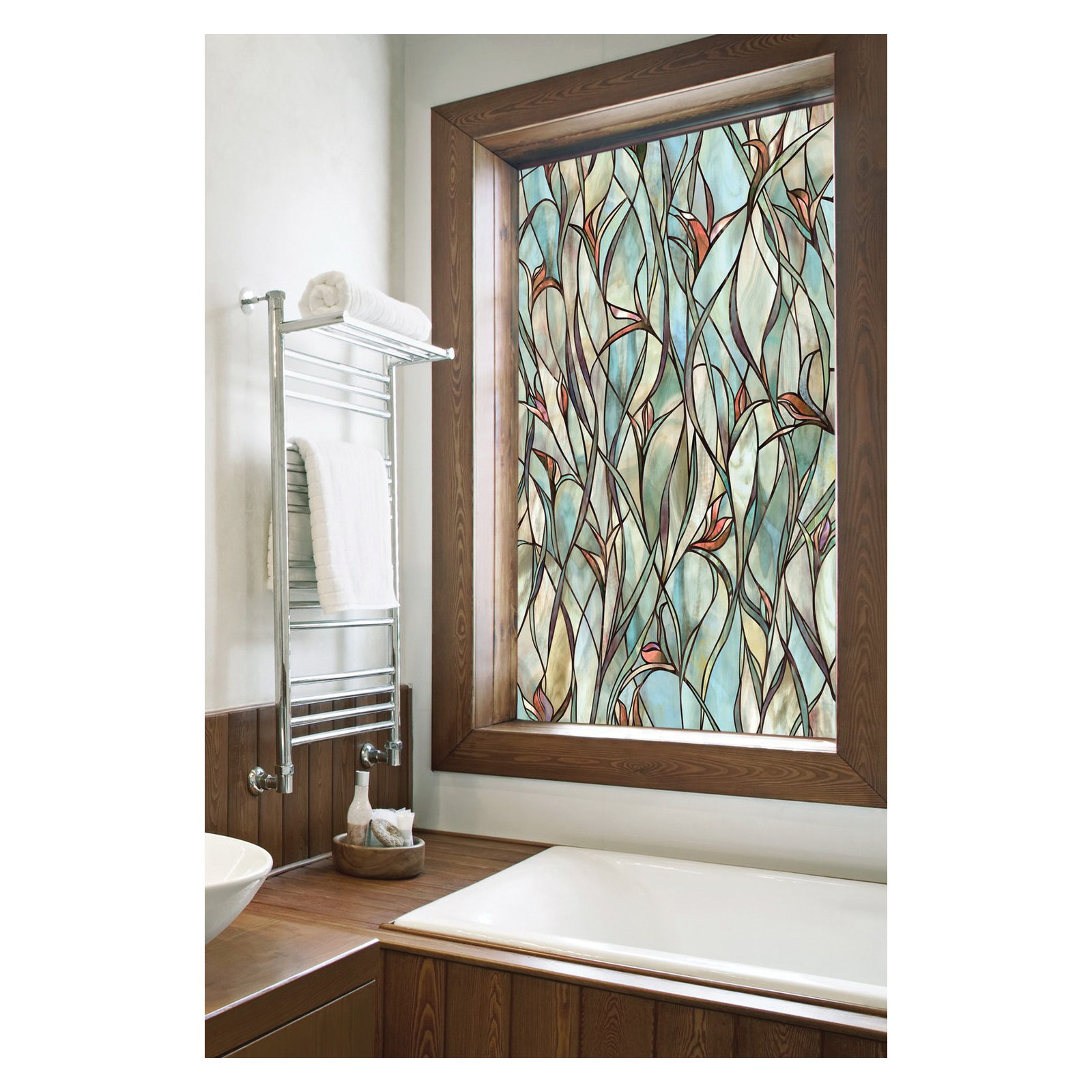 Window Film, Artscape, Savannah, 36 in L, 24 in W, Floral Pattern, Vinyl, Multi-Color - 2