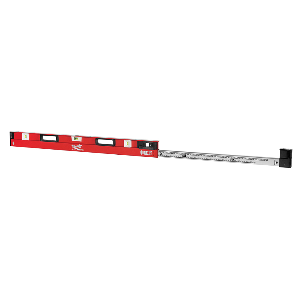 Redstick Series Magnetic Expandable Level, Milwaukee, 47.99 in L, 3-Vial, Aluminum, Black/Red - 5