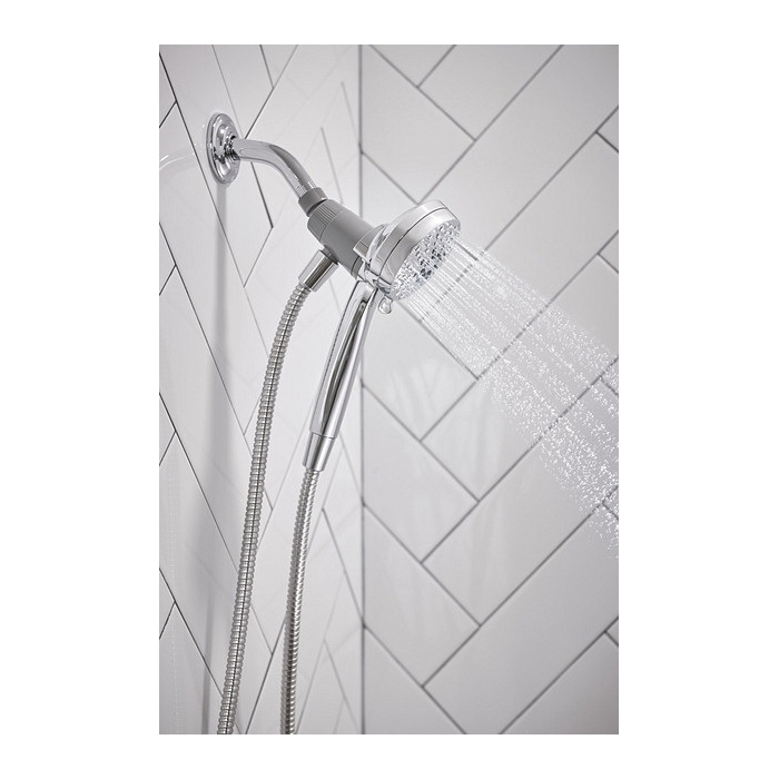 Tiffin Tub and Shower Faucet, Moen, Hand Shower Showerhead, 6 Spray Settings, 1-Handle, Chrome - 5