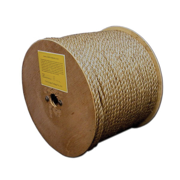 Rope, T.W. Evans Cordage, 1/4 in Dia, 81 lb Working Load, Manila, Brown, Sold by the Foot - 1
