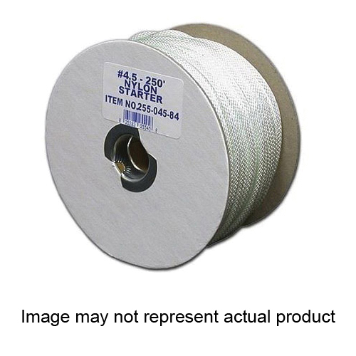 Starter Cord, T.W. Evans Cordage, 5/32 in Dia, 105 lb Working Load, Nylon, White, Sold by the Foot - 1