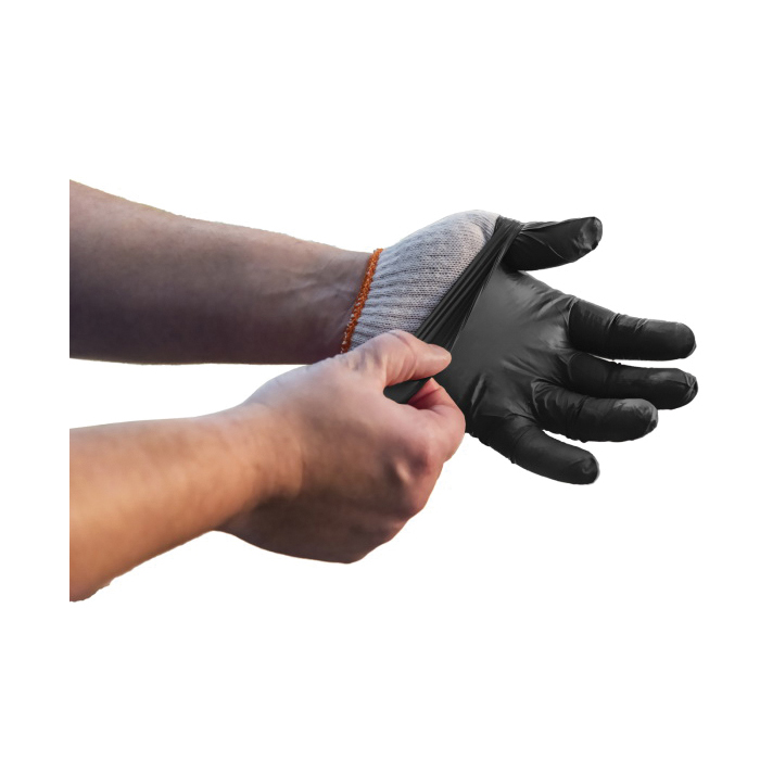 4386292R06 Disposable BBQ Gloves, Nitrile, Black/White