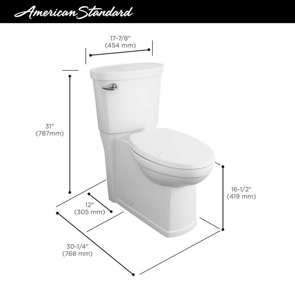 Cadet 3 Skirted Toilet Kit, American Standard, Tall Height, Two-Piece Toilet with Slow-Close Seat, Elongated Bowl - 3