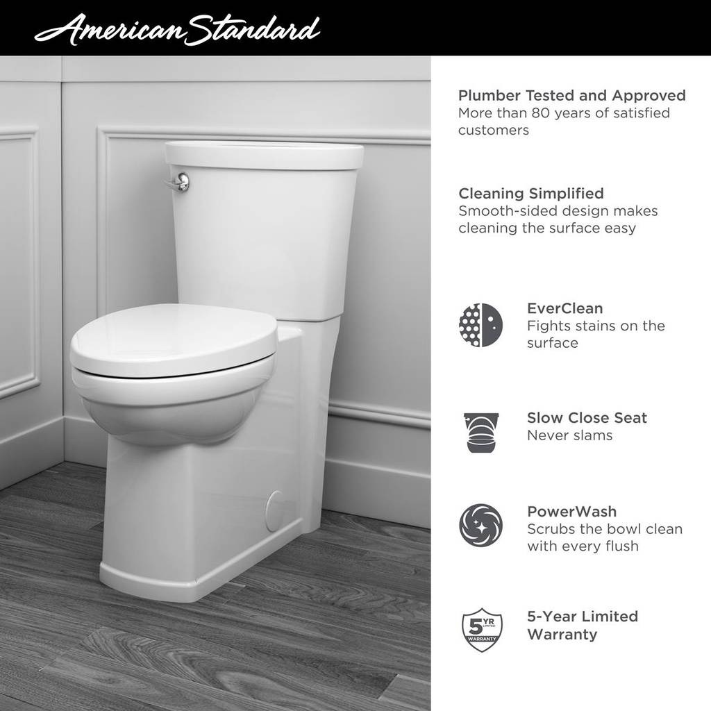 Cadet 3 Skirted Toilet Kit, American Standard, Tall Height, Two-Piece Toilet with Slow-Close Seat, Elongated Bowl - 5