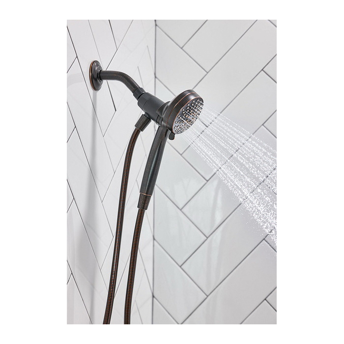 Tiffin Tub and Shower Faucet, Moen, Hand Shower Showerhead, 6 Spray Settings, Oil Rubbed Bronze - 5