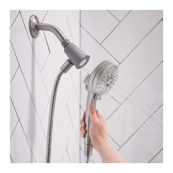 Tiffin Tub and Shower Faucet, Moen, Hand Shower Showerhead, 6 Spray Settings, 1-Handle, Satin Nickel - 5