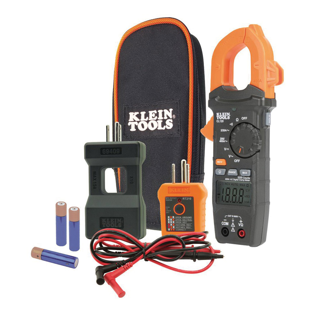 CL120KIT Clamp Meter Electrical Test Kit, LCD Display