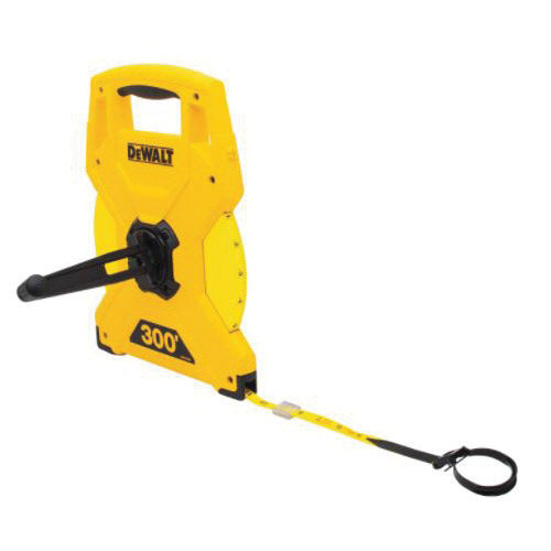 Tape Measure, Dewalt, 300 ft L, 1/2 in W, Fiberglass Blade, ABS Case, Yellow Case - 3