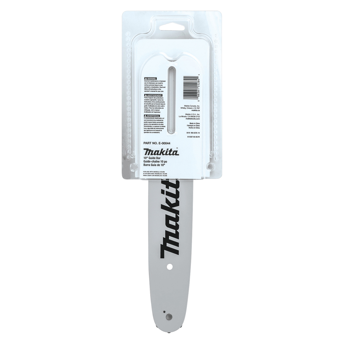 Chainsaw Bar, Makita, 10 in L Bar, 0.043 Gauge, 3/8 in TPI/Pitch, 40 Link - 3