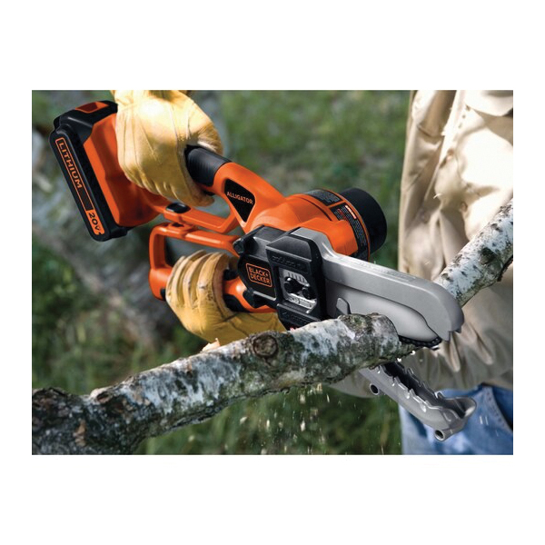 Cordless ALLIGATOR Saw, Black+Decker, 20 V, 4 in Dia Cutting Capacity, 6 in L Bar/Chain, Tool Only - 3