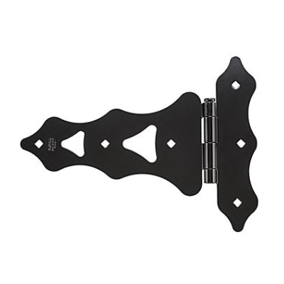 Ornamental Series N109-034 T-Hinge, 9-3/8 in Frame Height, 10 in Frame Width, Steel, Black