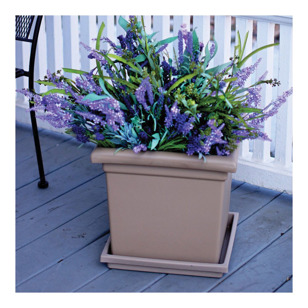 Square Planter, Hc Companies, 15-1/2 in Dia, 13-1/4 in H, Black - 1