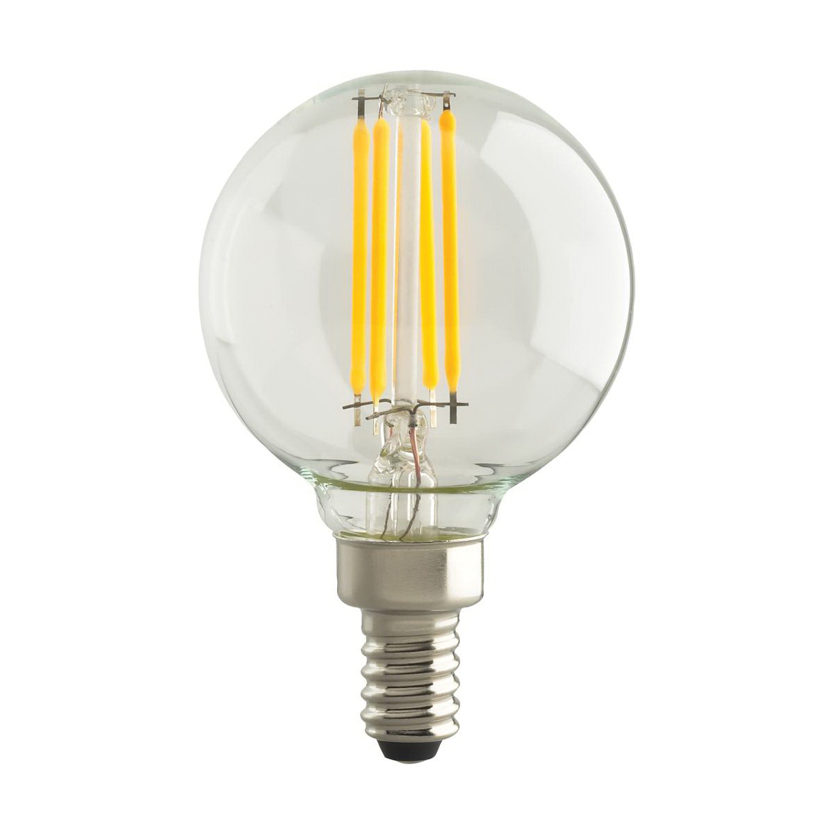 Satco S21735 LED Bulb, Globe, G16.5 Lamp, 40 W Equivalent, E12 Lamp Base, Dimmable, Clear, Warm White Light