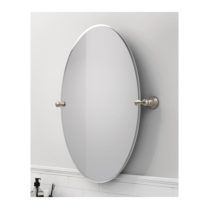 Banbury Series Mirror, Moen, Oval, 19 in W x 26 in H, Brushed Nickel Frame, Wall Mounting - 2