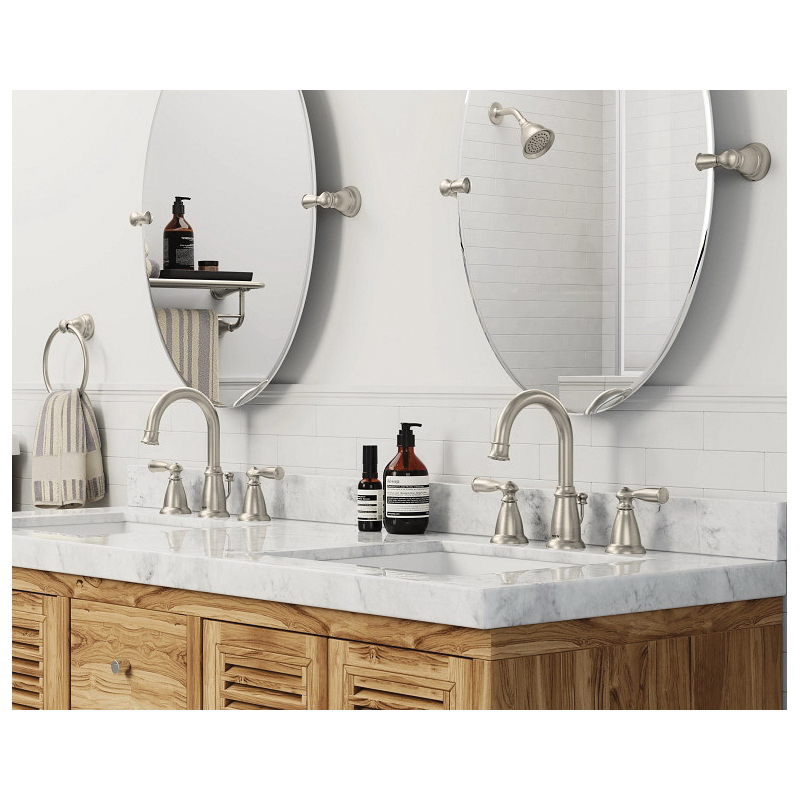 Banbury Series Mirror, Moen, Oval, 19 in W x 26 in H, Brushed Nickel Frame, Wall Mounting - 3