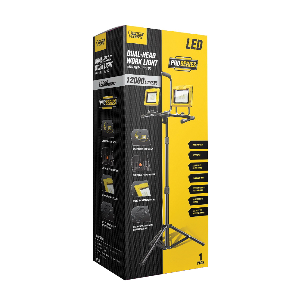 Tripod Work Light, Feit Electric, Pro Series, Plug-In, 120 V, 120 W, LED Lamp, 12,000 Lumens - 2
