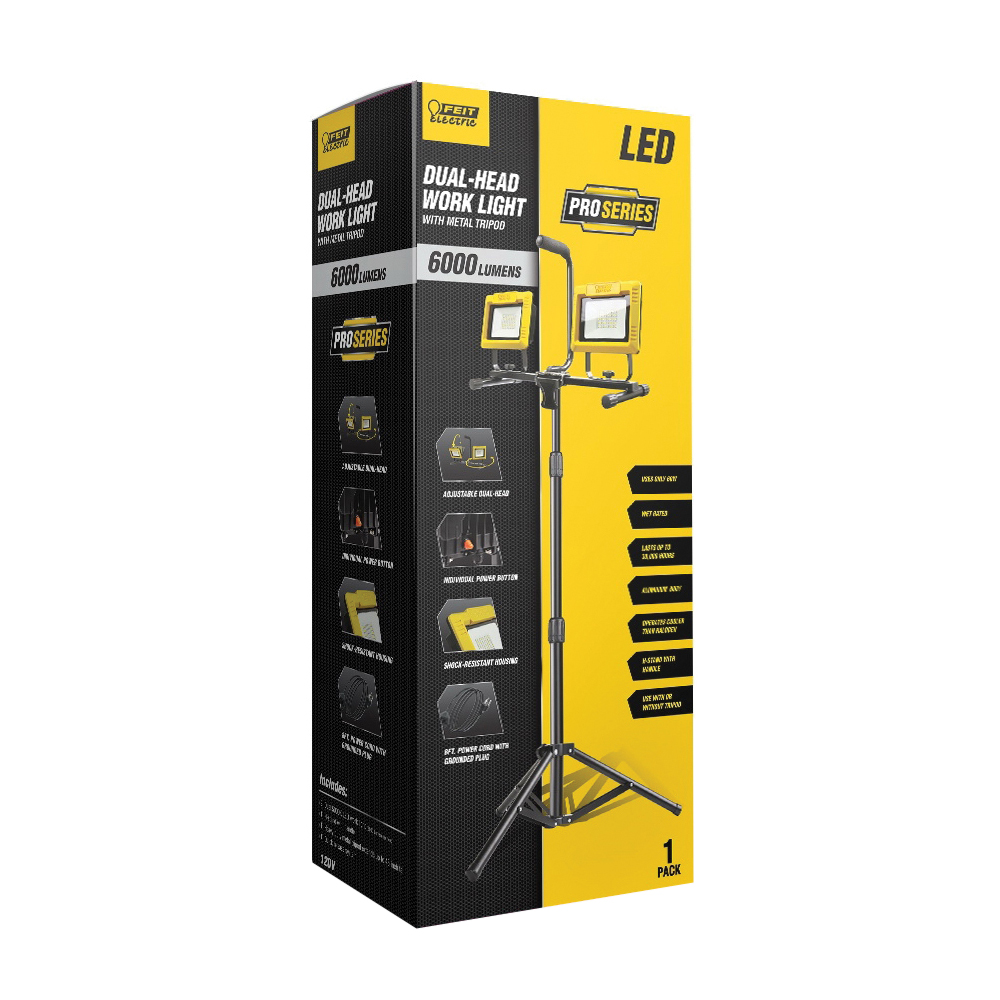 Tripod Work Light, Feit Electric, Pro Series, Plug-In, 120 V, 60 W, LED Lamp, 6000 Lumens - 3