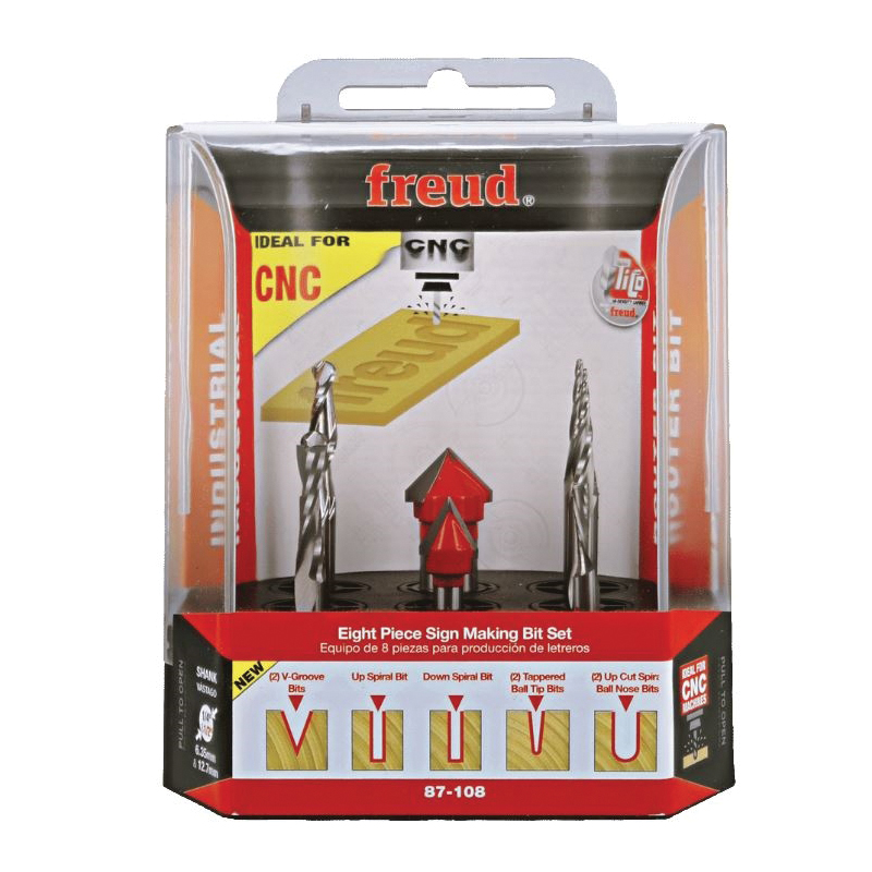 Freud 87-108 Signmaking CNC Router Bit Set, 8-Cutter