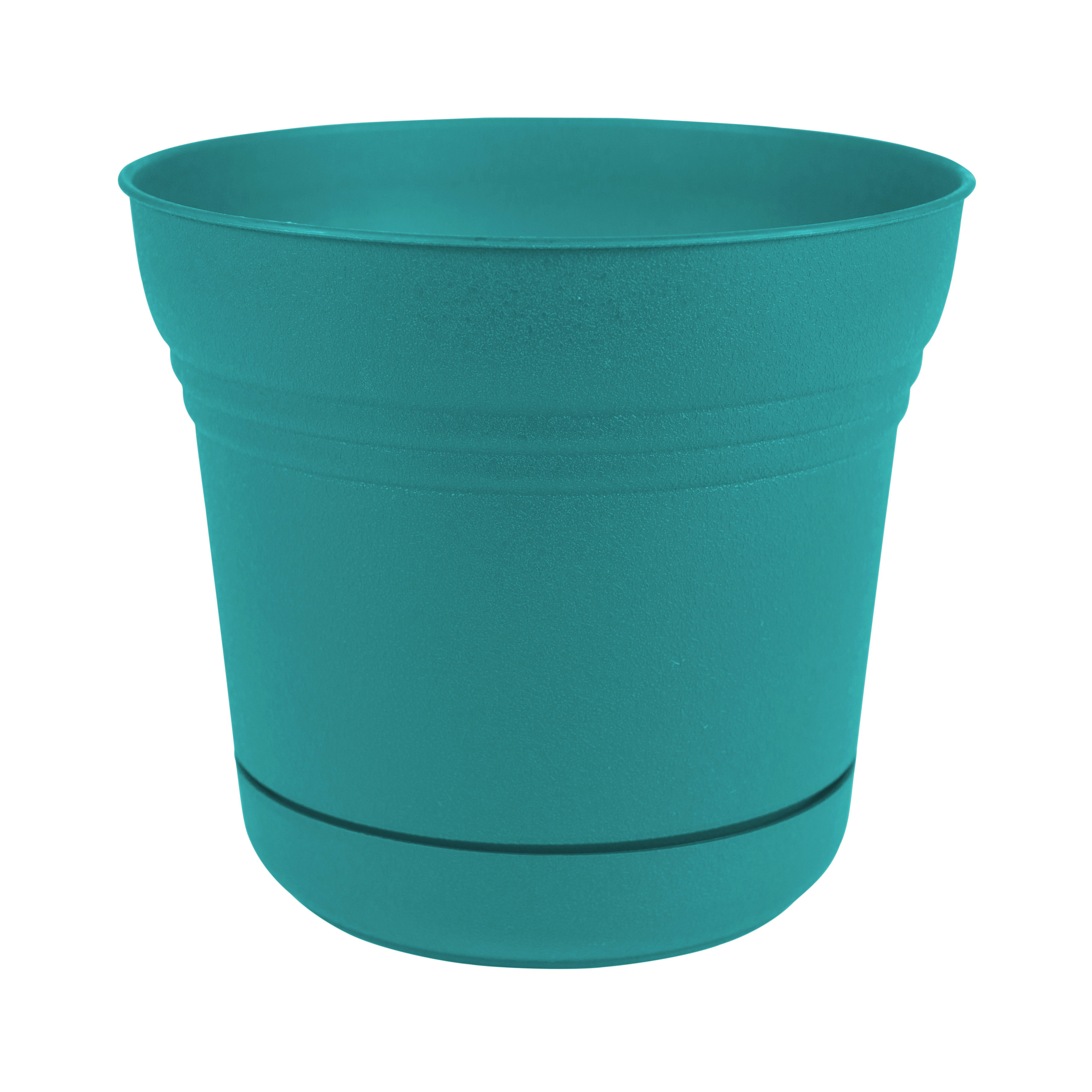 SP1426 Planter, 14-1/2 in Dia, 12-3/4 in H, Round, Saturn Design, Plastic, Bermuda Teal, Matte