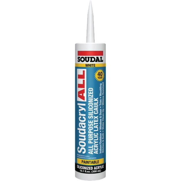 146728 Soudacryl All-Purpose Caulk, White, 40 to 110 deg F, 10.1 oz, Cartridge