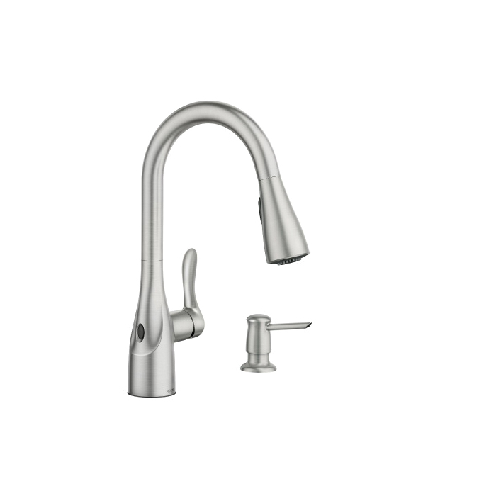 Arlo Series 87087EWSRS Pull-Down Kitchen Faucet, 1.5 gpm, 1-Faucet Handle, Metal, Stainless Steel, Deck Mounting